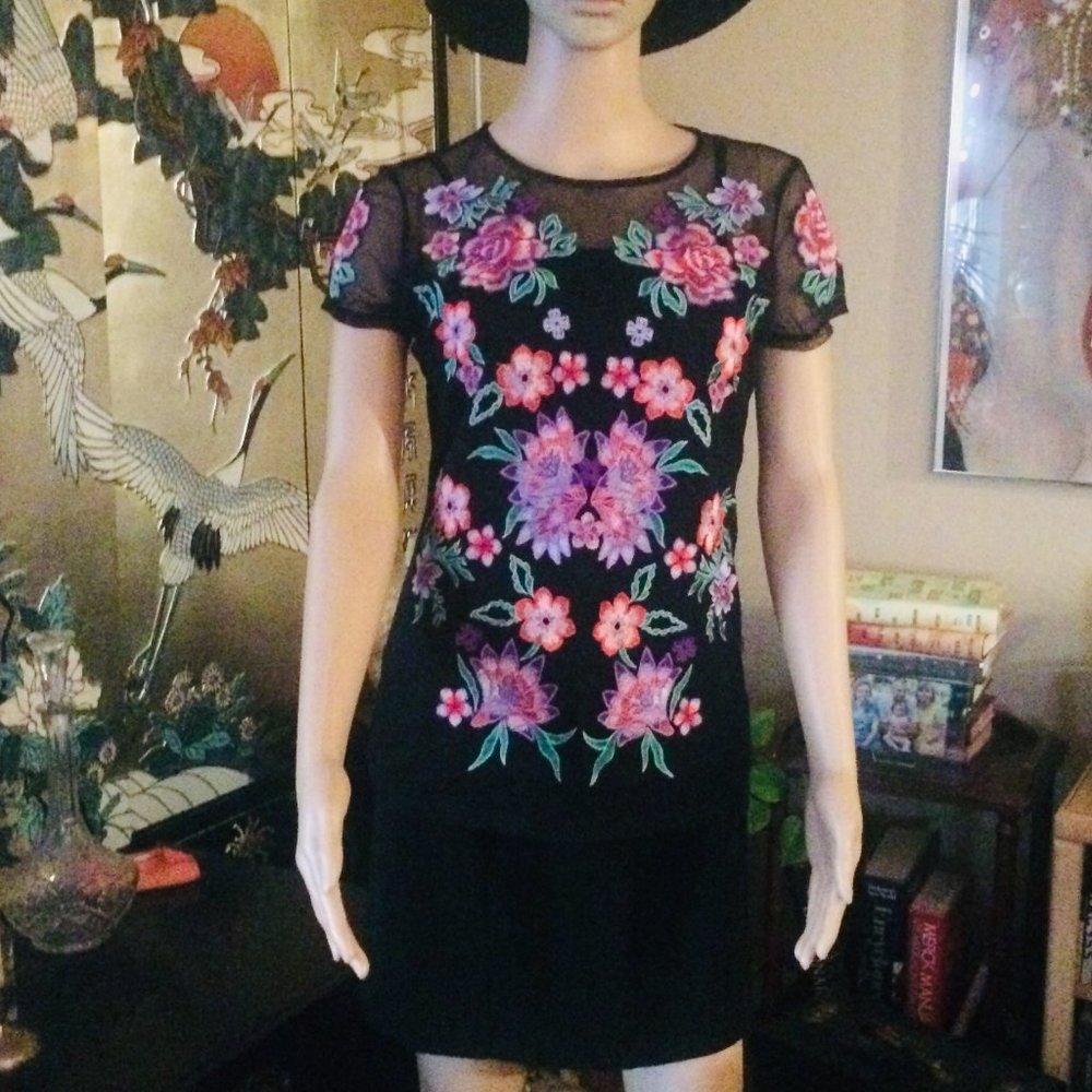 I.N.C. Sheer Embroidery Top